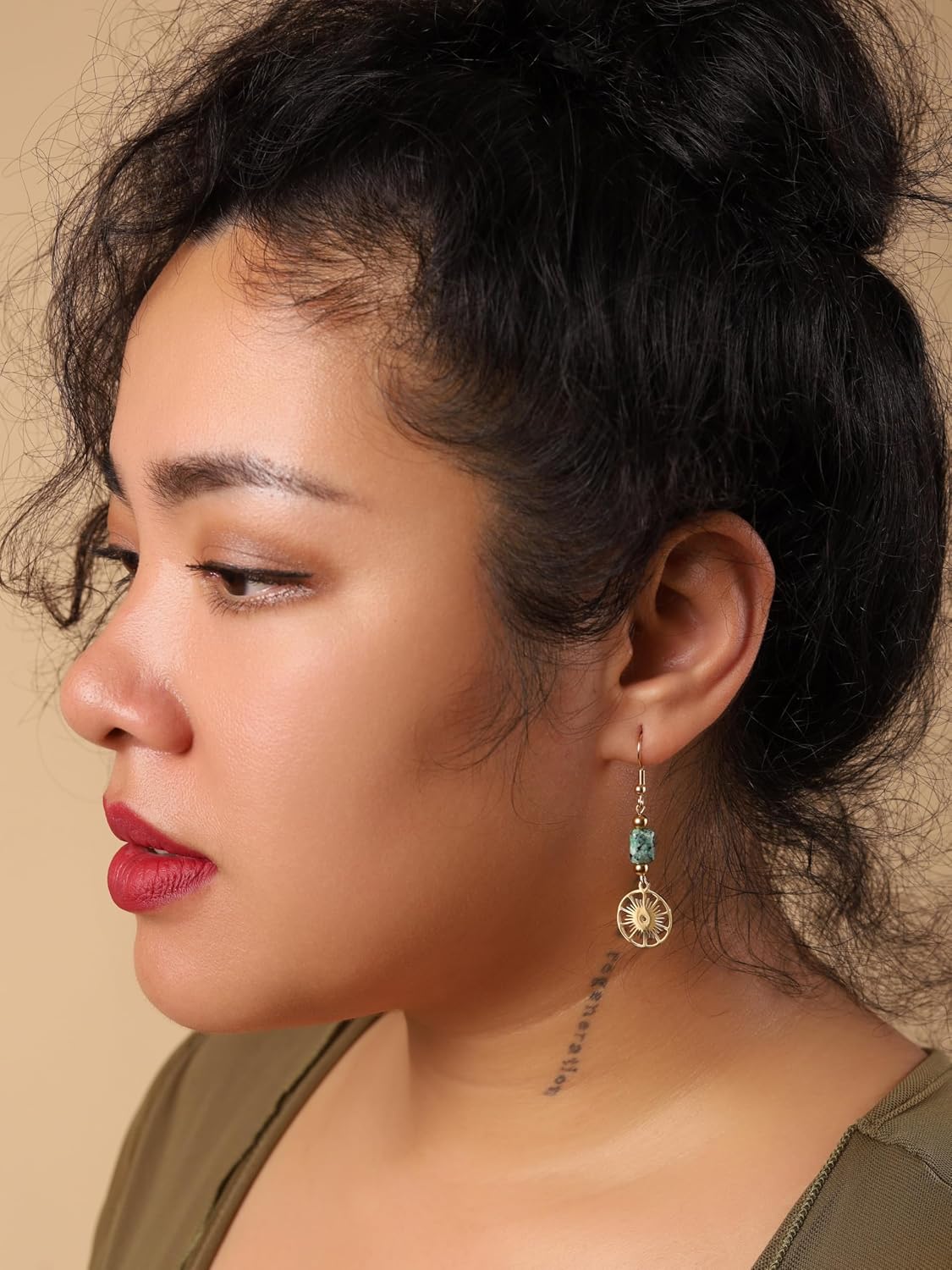 Handmade Gold Tone Hippie Danglers - 图片 5