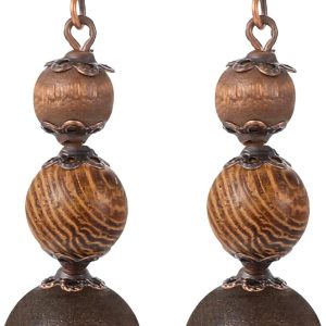 Brown Beaded Wooden Earrings