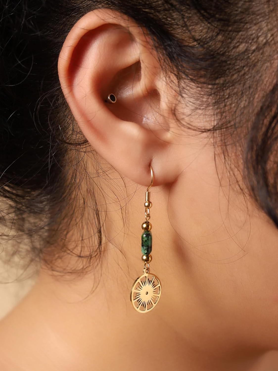 Handmade Gold Tone Hippie Danglers - 图片 3