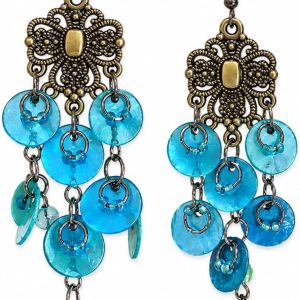 Boho Blue Disc Chandelier Earrings