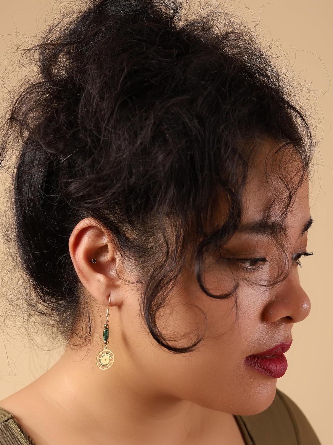 Handmade Gold Tone Hippie Danglers - 图片 4