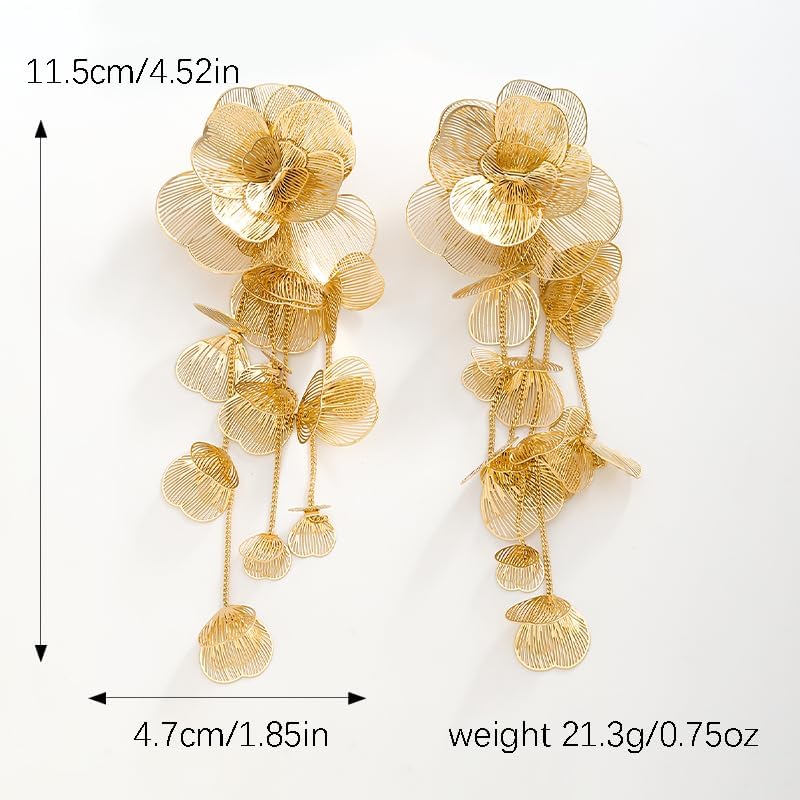 Gold Silver Filigree Floral Dangle Earrings - 图片 7