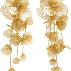 Gold Silver Filigree Floral Dangle Earrings