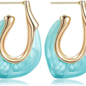 Resin Gold Hoop Earrings