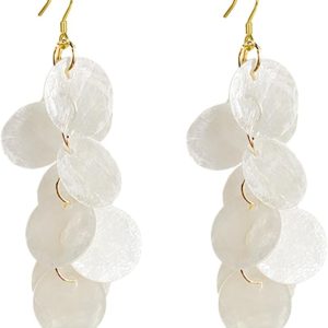 White Shell Dangle Earrings