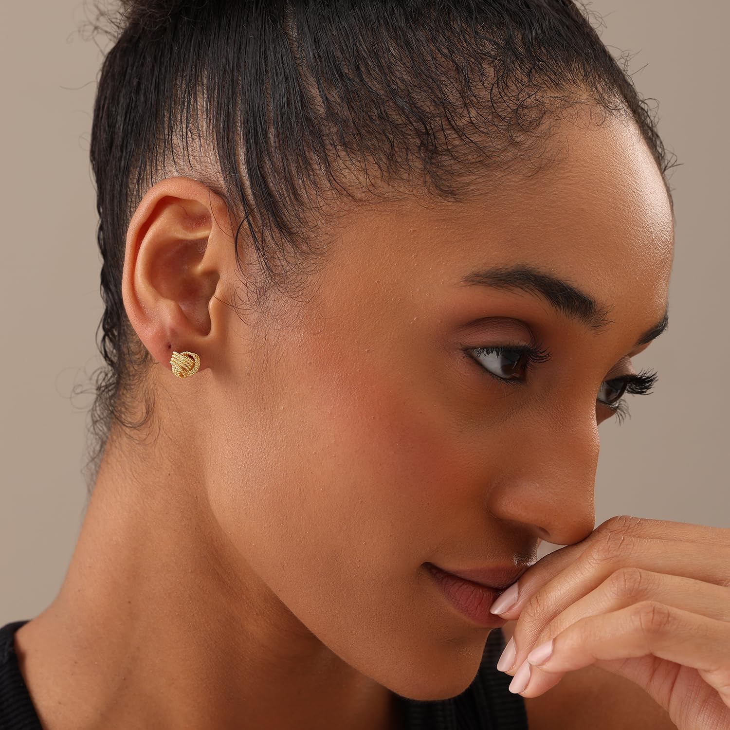 Sterling Silver Love Knot Stud Earrings - 图片 4